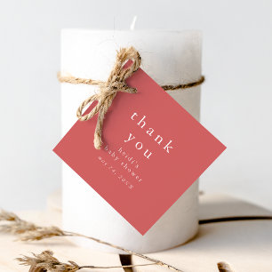 HEIDI Red Boho Rustic Simple Baby Shower Thank You Favor Tags