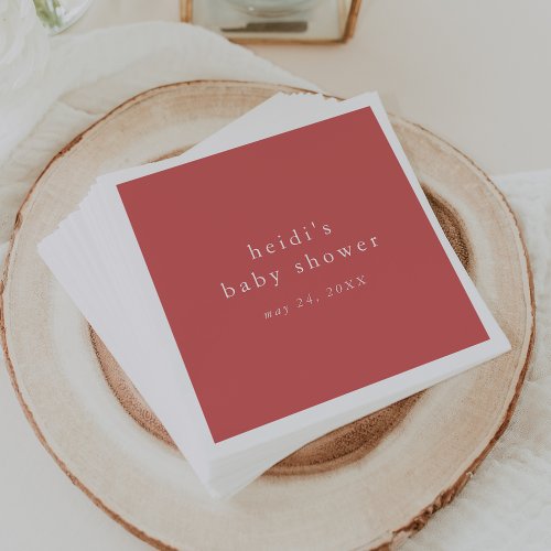 HEIDI Red Summer Boho Rustic Simple Baby Shower Napkins