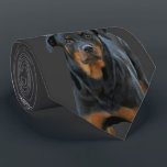Heidi Rottweiler Tie<br><div class="desc">This handsome tie has the words Rottweiler on it multiple times. It also features my beautiful and loving German Rottweiler, Heidi. This photograph captures her strength and confidence as well as her loving personality. This tie is perfect for every Rottweiler lover who knows the truth about this magnificent and loving...</div>