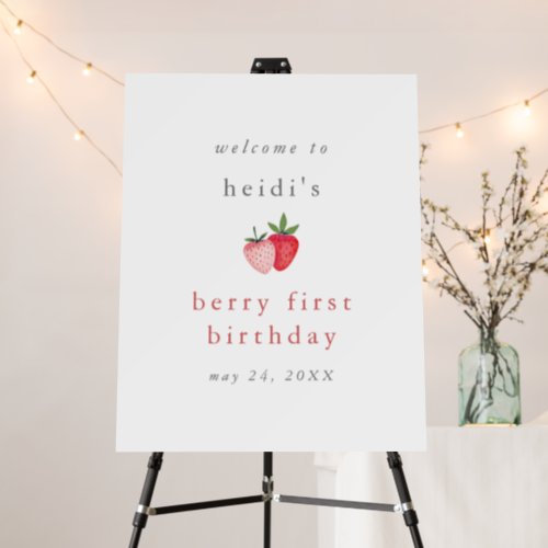 HEIDI Strawberry Berry First Birthday Welcome Sign