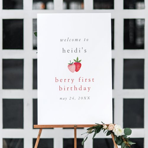 HEIDI Strawberry Berry First Birthday Welcome Sign