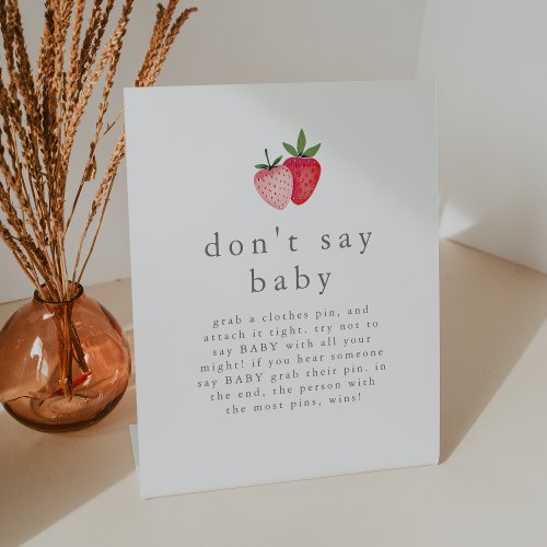 HEIDI Strawberry Dont Say Baby Game Baby Shower Pedestal Sign