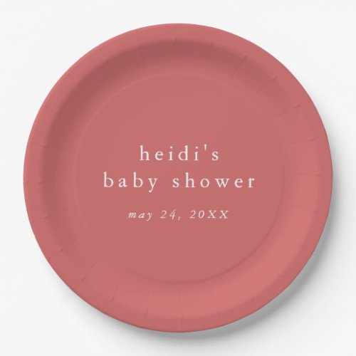 HEIDI Summer Red Boho Modern Simple Baby Shower Paper Plates