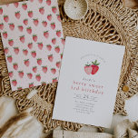 HEIDI Summer Strawberry Berry Sweet 3rd Birthday Invitation<br><div class="desc">This summer strawberry berry sweet 3rd birthday invitation from the Heidi Collection is perfect for a spring or summer birthday party. The unique boho design features cute picnic strawberries in red,  pink and white.</div>