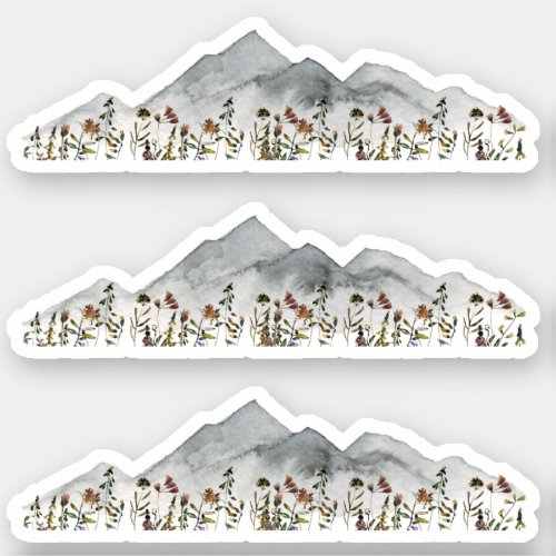 HEIDI Watercolor Mountains  Colorful Wildflowers  Sticker