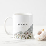 HEIDI Watercolor Wildflower Mountain Mama Coffee Mug<br><div class="desc">This ceramic coffee mug features smoky watercolor mountains with colorful muted toned wildflowers with the word MAMA. Easily change the word for a mom or any other family member and add the est. date to the other side for a special and unique gift. This is the perfect pregnancy announcement or...</div>