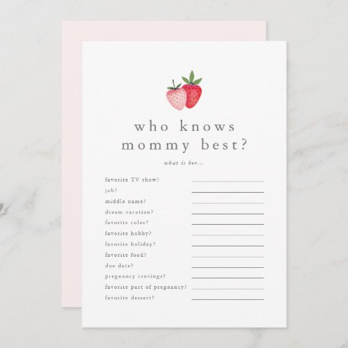 HEIDI Who Knows Mommy Best Baby Shower Game Card