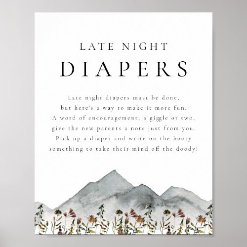 HEIDI Wildflower Mountain Late Night Diapers Baby Poster