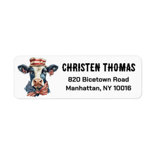 Heifer Cow 4th of July Farm Lovers Label