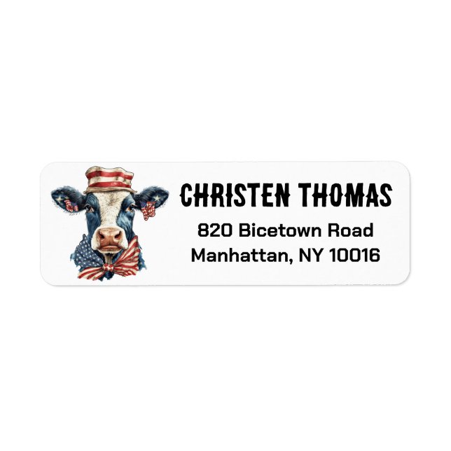 Heifer Cow 4th of July Farm Lovers Label (Front)