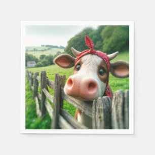 Heifer Cow Wearing a Kerchief Napkins