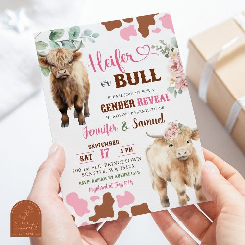 Heifer or Bull Cow Gender Reveal Farm Animal Invitation