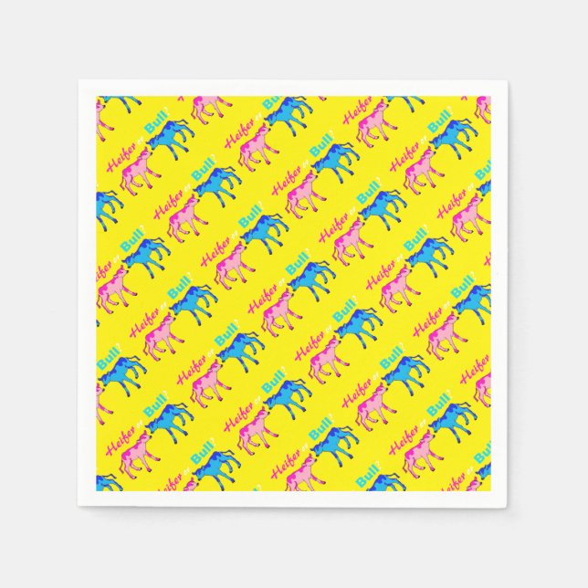 Heifer or Bull Farm Style Gender Reveal Paper Napkins (Front)