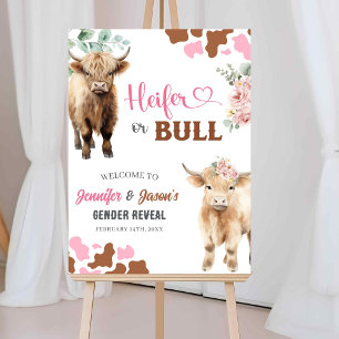 Heifer or Bull Gender Reveal Welcome Sign Board