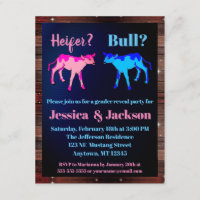 Heifer or Bull Western Style Gender Reveal Invitation