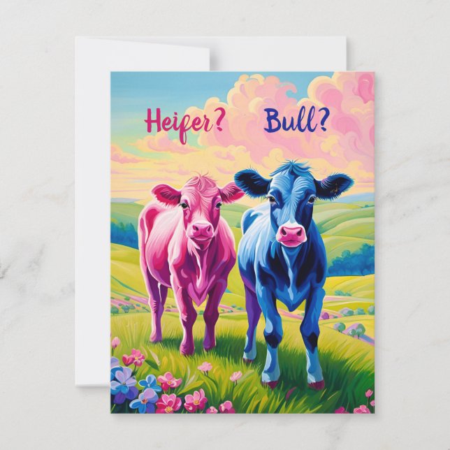 Heifer or Bull Western Style Gender Reveal Invitation (Front)