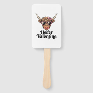 Heifer Valentine Highland Cow Vintage Design_1 Hand Fan