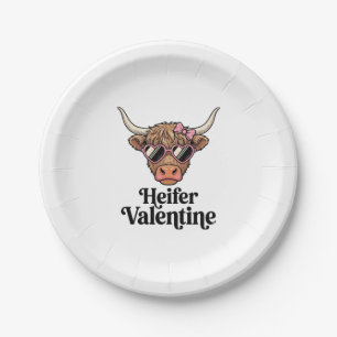 Heifer Valentine Highland Cow Vintage Design_1 Paper Plates
