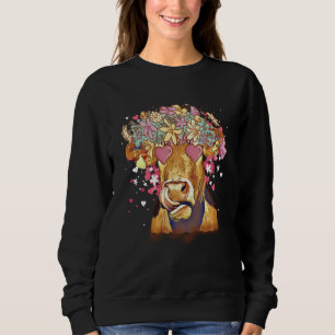 Heifer Valentines Day Western Highland Cow 3 Sweatshirt