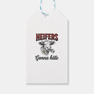 Heifers Gonna Hate Funny Cow Vintage Engraving Tee Gift Tags