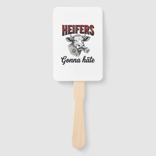 Heifers Gonna Hate Funny Cow Vintage Engraving Tee Hand Fan