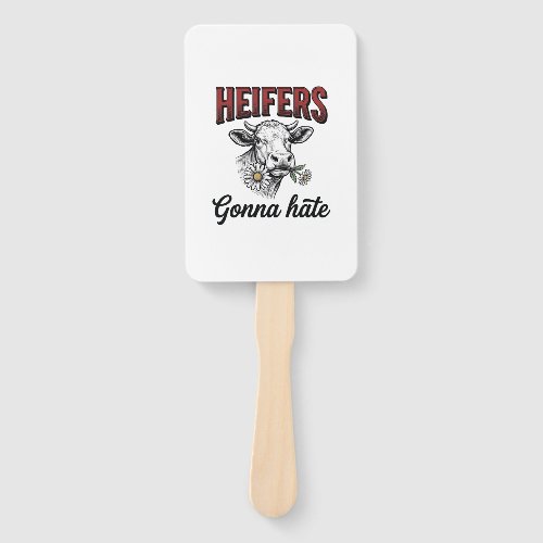 Heifers Gonna Hate Funny Cow Vintage Engraving Tee Hand Fan