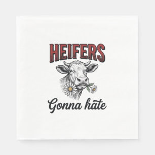 Heifers Gonna Hate Funny Cow Vintage Engraving Tee Napkins