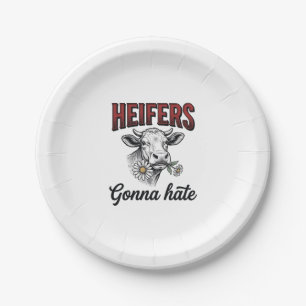 Heifers Gonna Hate Funny Cow Vintage Engraving Tee Paper Plates