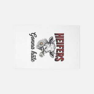 Heifers Gonna Hate Funny Cow Vintage Engraving Tee Rug
