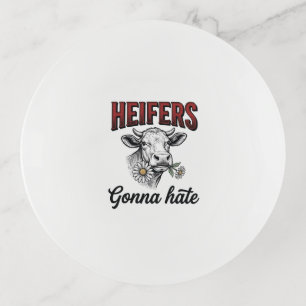 Heifers Gonna Hate Funny Cow Vintage Engraving Tee Trinket Tray