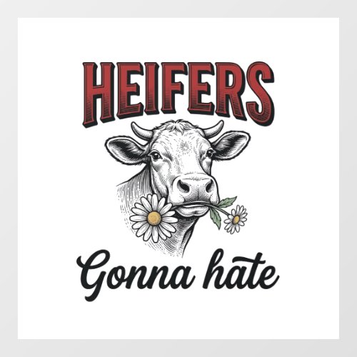 Heifers Gonna Hate Funny Cow Vintage Engraving Tee Window Cling