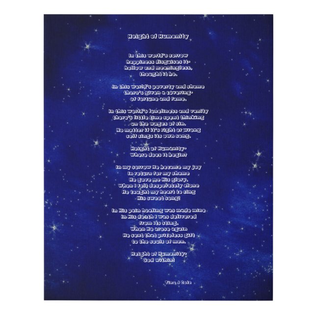 "Height of Humanity" Poem Faux Canvas Print (Front)