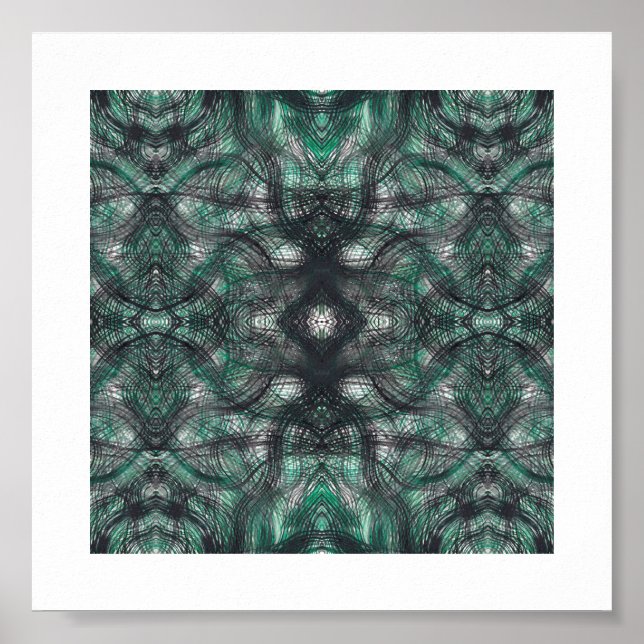 Heights Dark Green Abstract Watercolor Art Poster (Front)