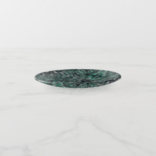 Heights Dark Green Abstract Watercolor Art Trinket Tray