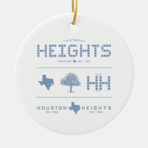 Heights Design Collection Blue Tile Houston TX Ceramic Ornament