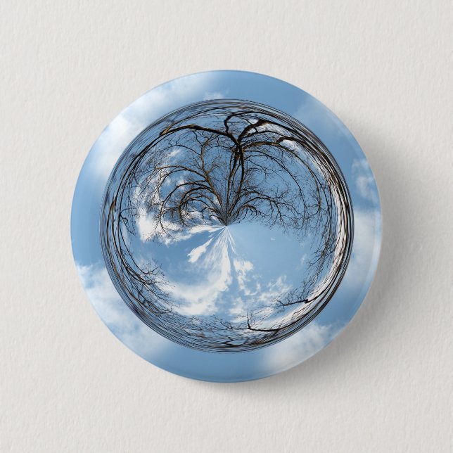 Heights of Heaven with  tree, clouds , sky, bubble Pinback Button (Front)