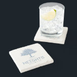 Heights Tile & Tree, Blue Tile, Houston Heights Stone Coaster<br><div class="desc">Fans of the Houston Heights will love and appreciate this coaster featuring one of my most popular and loved designs from the Heights Design Collection representing this historic neighborhood in Houston,  Texas.</div>