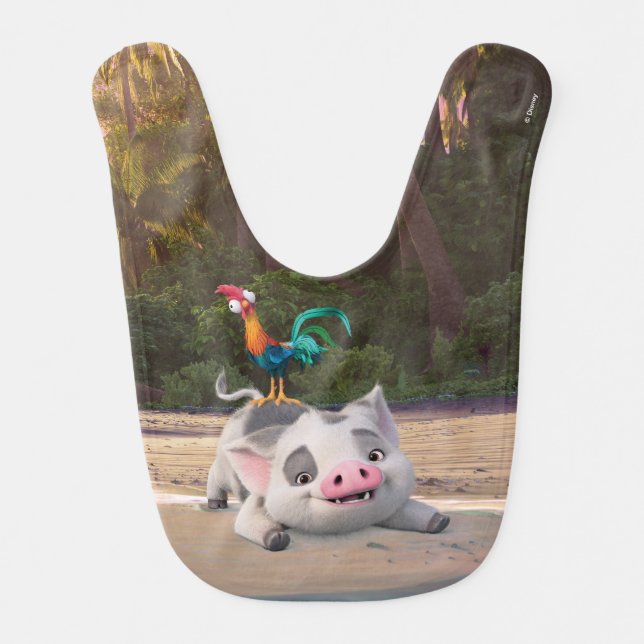 Heihei and Pua Playtime Baby Bib (Front)