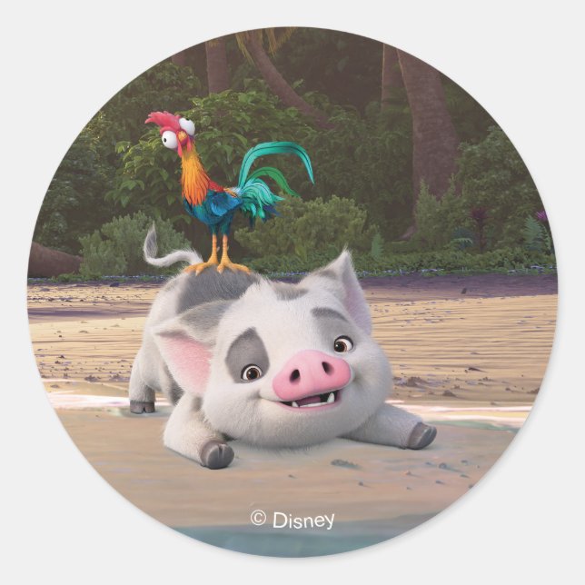 Heihei and Pua Playtime Classic Round Sticker (Front)