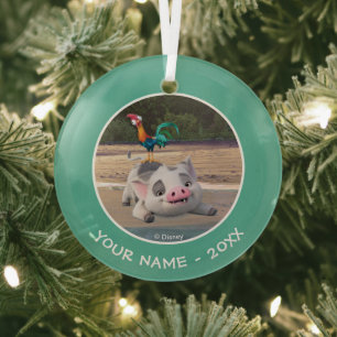 Heihei and Pua Playtime Glass Ornament