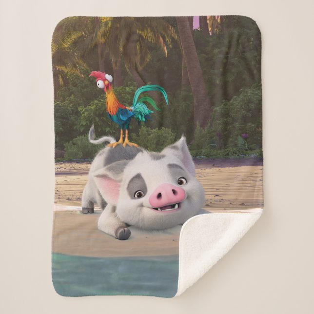 Heihei and Pua Playtime Sherpa Blanket (Front)