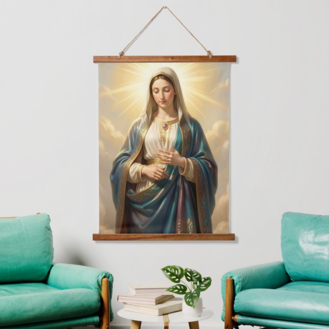 Heilige Mutter Gottes – Göttliche Liebe & Schutz´9 Hanging Tapestry (Living Room)