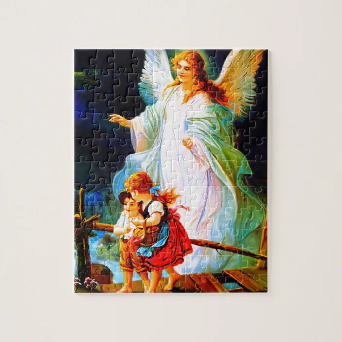Heiliger Schutzengel Guardian Angel And Children Jigsaw Puzzle Zazzle Com