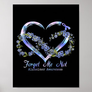 Heimer Awareness Forget Me Not Infinity Heart  Poster
