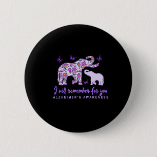 Heimerheimer Awareness Cute Elephant I'll Remember Button