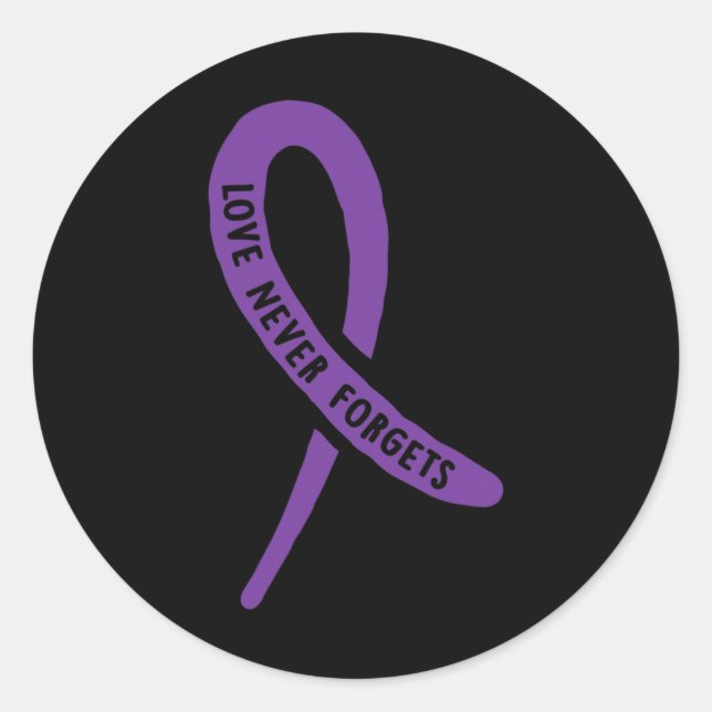 Heimerheimer' Awareness Love Never Forgets Purple  Classic Round Sticker (Front)
