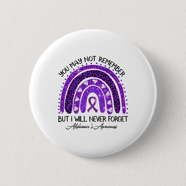 Heimerheimer Awareness Rainbow Will Never Forget P Button (Front)