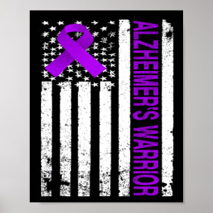 Heimerheimer Warrior Awareness - Usa Flag Purple R Poster