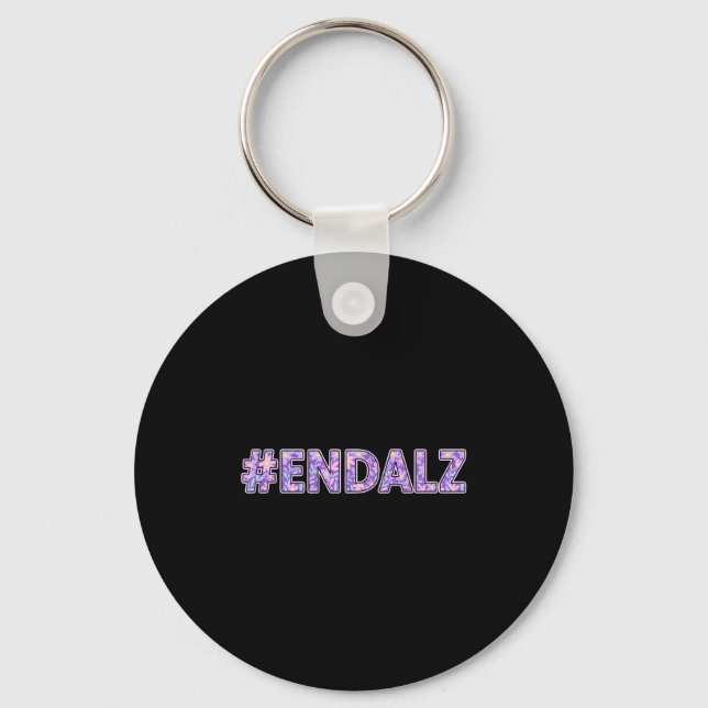 Heimer's Awareness - #end Floral Statement  Keychain (Front)