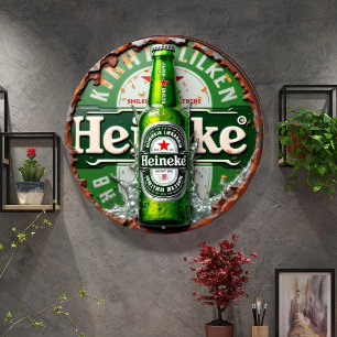 Heineken Green Beer Bottle Vintage Sign